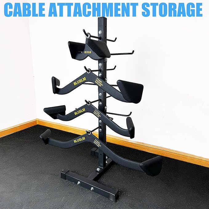 Cable Attachment Rack for Lat Pull Down Bar, Heavy Duty Steel Lat Bar Organizer, Gym Storage Rack for LAT Pulldown Attachments