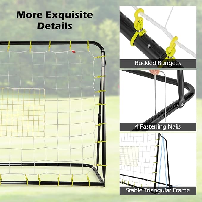 Goplus 6FT x4FT Soccer Net, 2 in 1 Soccer Rebounder Soccer Goal w/Shooting Auxiliary Area, 5 Adjustable Angles, Kids Youth Teens Soccer Practice Training Equipment for Backyard