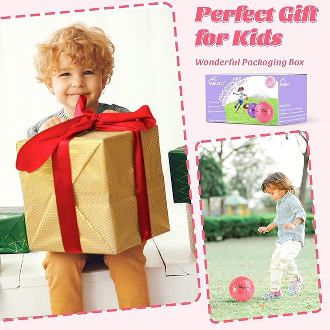 Size 3 4 5 Glitter Pink Gold Purple Soccer Ball Set with Pump Toddler Soccer Ball for Kids Aged 3-6 6-8 8-12 Outdoor Training Ball Youth Practice for Teens Children Boys Girls
