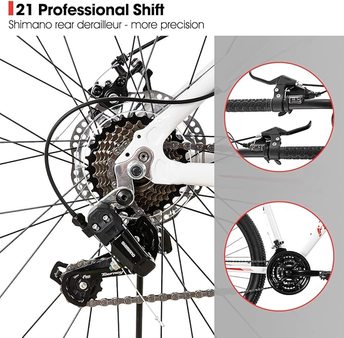 HILAND 20 26 27.5 Inch Mountain Bike for Women Girl, 7/21 Speed with Lock-Out Suspension Fork, Aluminum Frame MTB, Adult Ladies Womens Bike Mens Bicycle