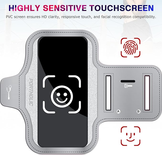 Running Armband with Large Reflective Strips, for iPhone 17/16/15 Pro/Pro Max/14 Plus/13/11/XR/XS, Galaxy S25/24 Water Resistant Phone Holder Case with Extension Strap, Key Card Slot, Earphone Holder