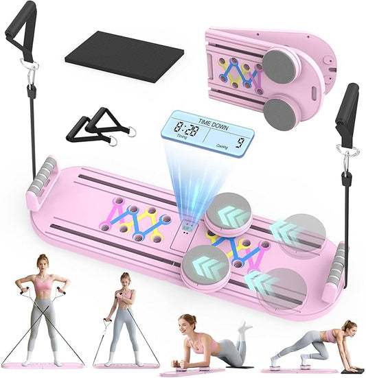 Pilates Board Pilates Reformer Set for Women, 4 in 1 Foldable Pilates Equipment with Timer, Portable Pilates Machine for Home Workout, Fitness, Exercise, Ab, Core
