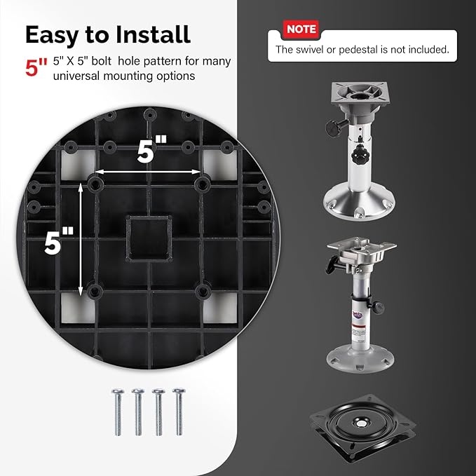 PEXMOR Boat Seats Low/High Back, Folding Boat Seat Included, Fold-Down Fishing Boat Seats Waterproof Captain Boat Seat w/Aluminum Hinges & Thick Soft Cushion, 2 Packs (High Back-Grey & White)