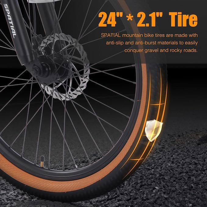 SPATIAL Mountain Bike, 24/26/27.5/29 inch Outdoor Cycling Bike,21/8 Speed Lightweight Aluminum Frame | Dual Disc Brakes,Adjustable Ergonomic Seat for Men Women Adult,MTB Bicycle