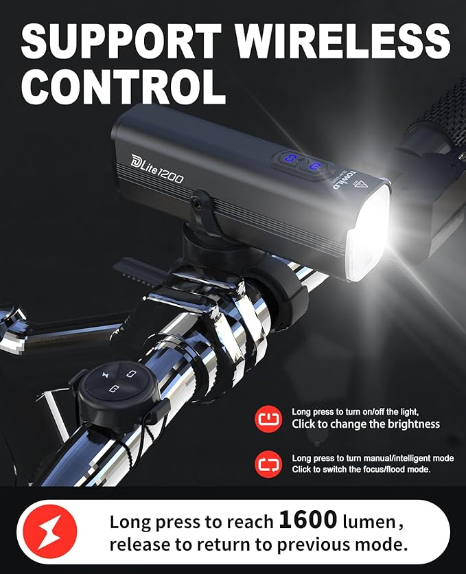 TOWILD DLite1800 Bike Lights for Night Riding 1800LM Dual Light Source System,Super Bright Front Bicycle Light Waterproof Bike Headlight for Mountain,Road,Commuter Cycling -Fits All Bikes