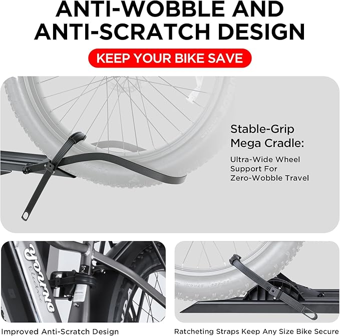 200LBS EZ-FOLD Aluminum 2-Ebike Carrier with Ramp for Bikes and Electric Bike, Car SUV Truck Van RV and Trailer