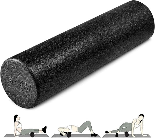 Yes4All High Density Foam Roller for Back, Variety of Sizes & Colors for Yoga, Pilates - Black - 24 Inches