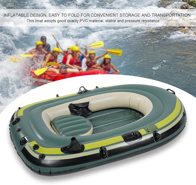 Gazaar 2 Person Inflatable Boat Inflatable Boats for Adults Heavy Duty Green PVC Inflatable Two Person Rowing Boat Fishing Drifting Diving Tool, Inflatable Kayak Canoe, Rowing Air Boat