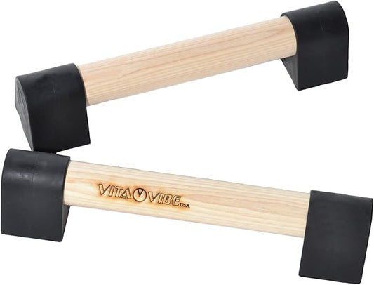 Vita Vibe - Ultra Portable Mini Ash Wood Parallettes Set - 9 inch - 12 inch - USA Made
