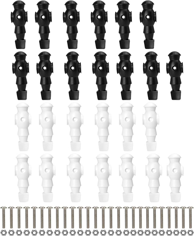 26pcs Foosball Replacement Players, Foosball Table Parts Set Accessories, Soccer Men Player Set, Plastic Replacement Parts for Football Table (13 Black, 13 White)