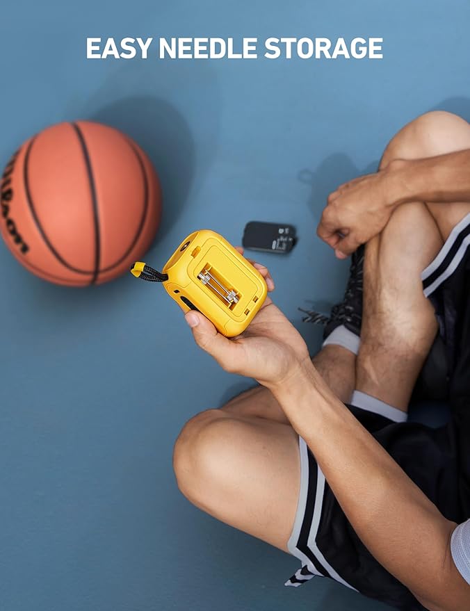 AstroAI Portable Electric Ball Pump - Ultra Fast Inflation, with Digital LCD Display, Preset Pressure with Ball Needle for Basketball, Soccer, and Sports Balls