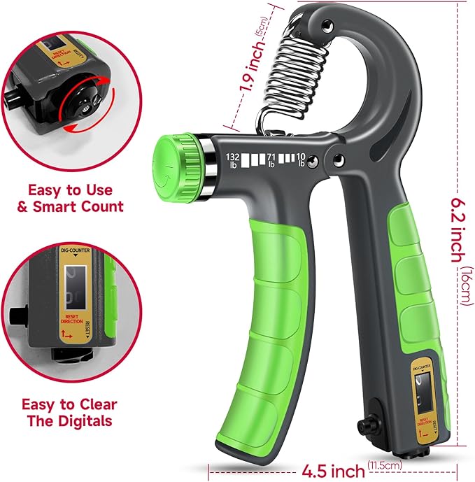 FitBeast Hand Grip Strengthener Workout Kit (5 Pack), 2 Forearm Grip Adjustable Resistance Hand Gripper, Finger Stretcher, Grip Ring & Stress Relief Grip Ball for Athletes