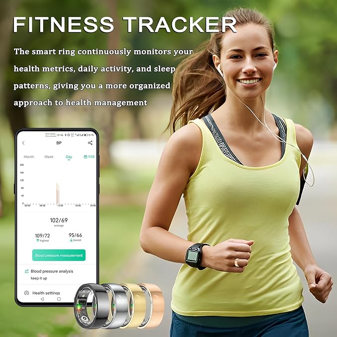 2025 Upgraded Smart Ring Health Tracker for Women Men, IP68 Waterproof Fitness Ring with Sleep Tracker/Step Tracker/Heart Rate/Blood Oxygen/Distance/Calories, No Subscription, Charging Case