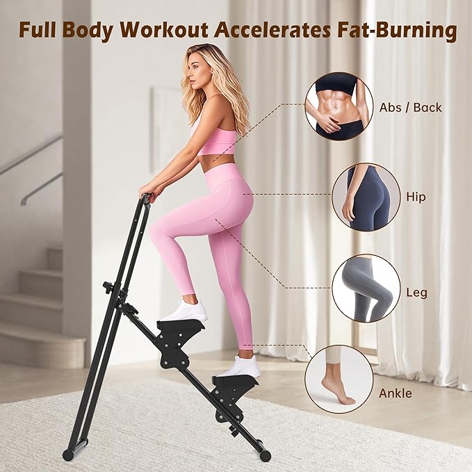 Leikefitness Stair Stepper for Home-Upgrade Vertical Climber,Folding Cardio Exercise Machine,Stair Climber for Full Body Workout with Adjustable Handlebar for Women & Men