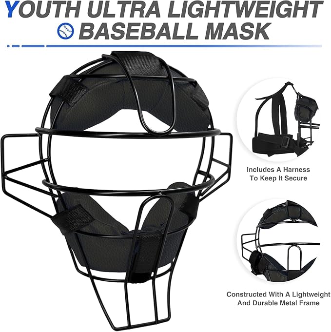 Baseball Catcher Mask Umpire Mask,Full-Face Protection Mask for Baseball,Lightweight Secure Fit Provides Maximum Protection and Comfort – Does Not Obstruct View