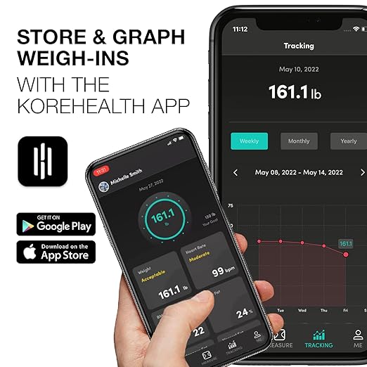 Korescale Gen2 Digital Smart Scale with BMI, Body Fat, Muscle Mass, Weight | Highly Accurate Bathroom Scales, Bluetooth Composition Analyzer | Compatible with KoreHealth, Apple Health App (White)