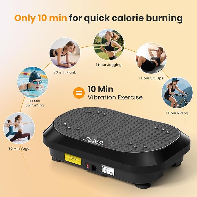 Vibration Plate Exercise Machine with Magnetic Acupoints, Lymphatic Drainage Vibrating Plate with 9 Modes & 120 Adjustable Speeds, 400 Lbs Capacity Whole Body Vibration Platform for Women Men