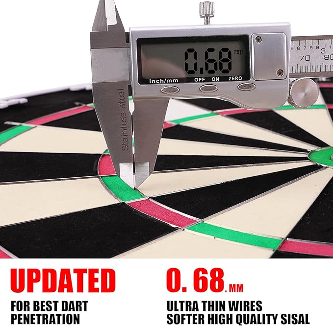 WIN.MAX Dart Board - Bristle Steel Tip Dartboard Dart Boards for Adults Bristle Steel Tip Dartboard Set with 12 Darts Metal Tip