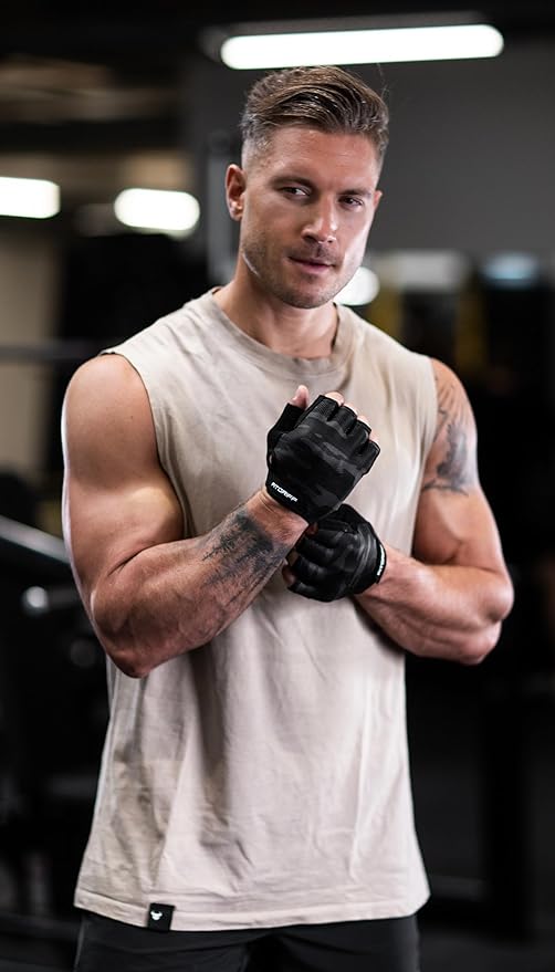 Fitgriff® Workout Gloves (Padded) for Men & Women - Fingerless Gym Gloves for Weight Lifting, Training - Full Palm Protection, Size : 7