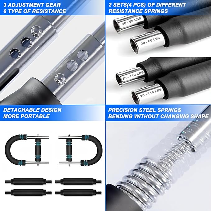 Twister Arm Trainer for Men & Women - Adjustable Chest Workout Equipment with 4-Spring Resistance (30-110Lbs) | Forearm Strengthener Exerciser for Home Gym Fitness Training & Strength Building