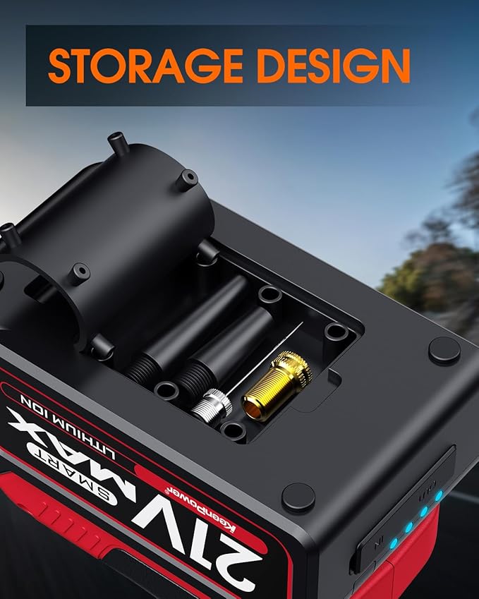 Cordless Tire Inflator Portable Air Compressor, 160PSI Car Tire Air Pump, 21V Rechargeable Battery Powered Air Compressor, Dual Power, Larger HD Digital Gauge w/4+N Smart Modes (Red)