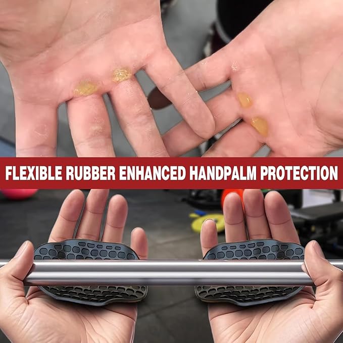 Ergonomic Non-Slip Fitness Grip Pads,Secured Finger Clip Hand Grips for Weightlifting,Pull-Ups,Dumbbells,Gym Workout Gloves,Palm Protectors for Men and Women(Black/Grey)