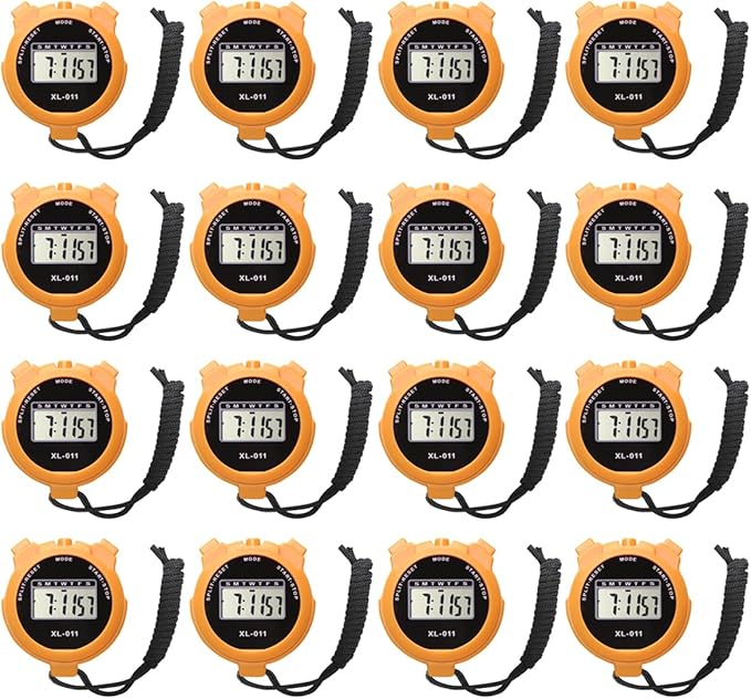 16-Pack Multi-Function Electronic Digital Sport Stopwatch Timer, Large Display with Date Time and Alarm Function, Sports Coaches Fitness Coaches and Referees