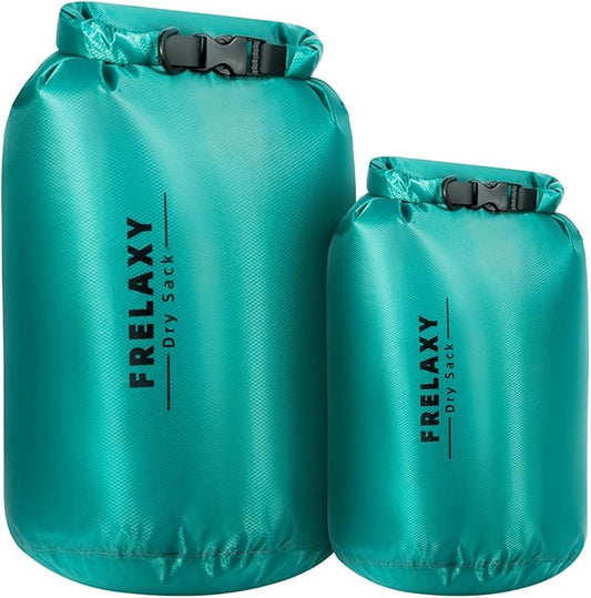 Frelaxy Waterproof Dry Bag 2 Pack/3 Pack, Lightweight Portable Dry Bags, 5L & 15L & 25L Durable Dry Sack Set Keep Gear Dry for Hiking, Camping, Boating, Backpacking, Kayaking (2 Pack - Turquoise)
