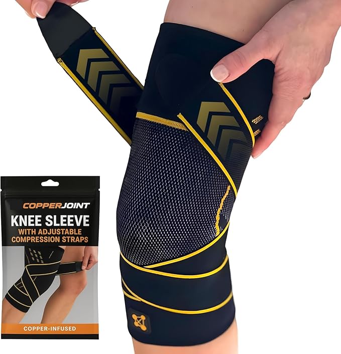 CopperJoint Pull On Knee Brace Women & Men Workout - Copper Infused Knee Sleeves for Men, Elastic Compression Knees Support Braces for Fitness, Volleyball, Basketball, Running, Sports