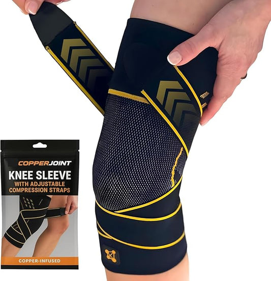 CopperJoint Pull On Knee Brace Women & Men Workout - Copper Infused Knee Sleeves for Men, Elastic Compression Knees Support Braces for Fitness, Volleyball, Basketball, Running, Sports