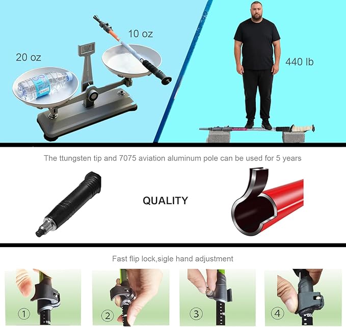 EpochCreate Hiking&Trekking Poles&Selfie Stick-Lightweight,Adjustable Flip Locks,Compact,Aircraft Grade Aluminum Walking Sticks for Hiking,All-Terrain for Seniors,Men & Women