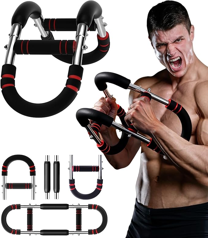 Twister Arm Trainer, 40-120lb Adjustable Resistance Forearm Power Exercise Bar, Chest Workout Equipment, Portable Detachable Chest Exerciser for Men&Women