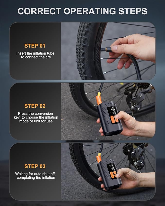 Electric Bike Pump, 160PSI Mini Bike Tire Pump, 4X Fast Bicycle Pump with Digital Pressure Gauge, Bike Air Pump with Presta Valves for Mountain Bike, Moto, Road Bike, Car and Balls