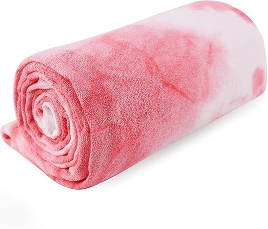 DREAM SLIM Hot Non Slip Grip Foldable Skidless Yoga Towel, 24in x 72in, Multicolor - Pink