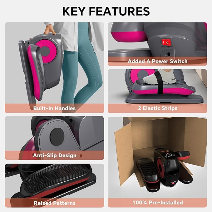 2025 New Under Desk Elliptical Machine, Electric Ellipse Leg Exerciser Pro As Seen On TV with 16 Adjustable Speed, Quiet and Fully Assembled with Remote Control & Non-Slip Foot Straps