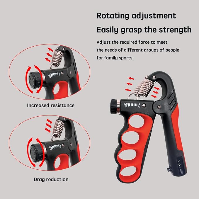 Grip Strength Trainer, Hand Grip Strengthener, Forearm Strengthener, Adjustable Resistance 11 Lbs - 220 Lbs, Ergonomic Design