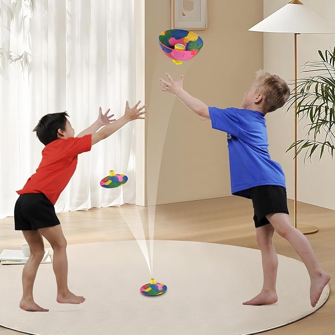 4in1 Bounce Bowls Ball Fidget Toy for Kids & Adults Spinning Stress Relief, Pop Up Toy Outdoor Game Sports Fingertip Toy for School, Birthday Party Favors, Goodie Bag Fillers for Boys and Girls