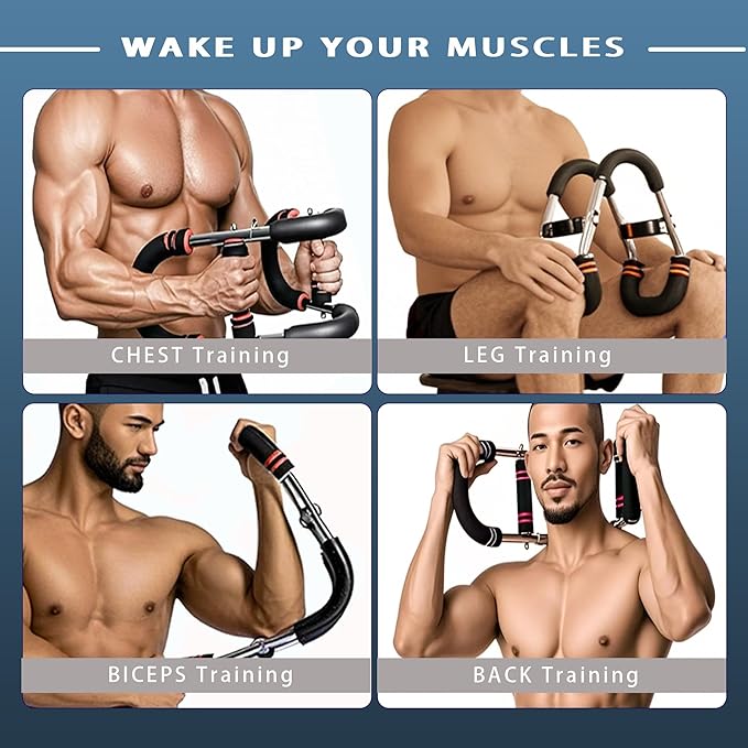 Heavy Duty Twister Arm Trainer for Men, Professional Arm Chest Trainer with No-Rust Chrome Steel & Wrinkle-Free Grips, 66-110lb 5-Level Adjustable Home Gym Workout Equipment