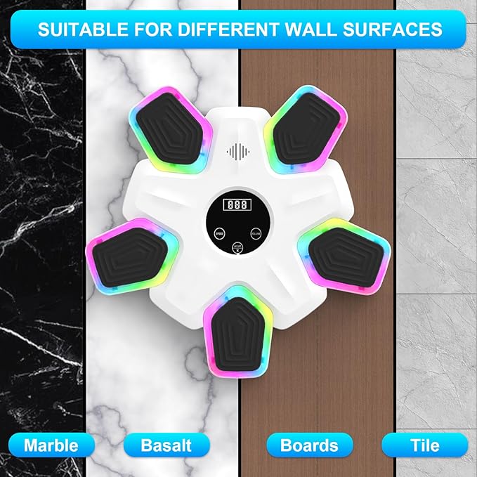 Music Boxing Machine, Intelligent Musical Punching Workout Trainer with 7 LED Color, Boxing Gloves, Smart Bluetooth, Agile Digital System and Wall-Mounted 2025 Newest Version