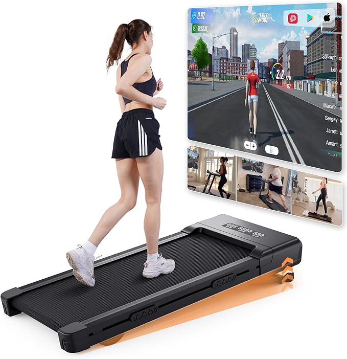 SupeRun Walking Pad with 9% Auto Incline, Under Desk Treadmills for Home and Office Small Space, 2.5 HP Portable Mini Jogging Machine with APP and Remote Control and LED Display, 300 Lbs Capacity