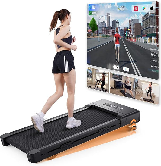 SupeRun Walking Pad with 9% Auto Incline, Under Desk Treadmills for Home and Office Small Space, 2.5 HP Portable Mini Jogging Machine with APP and Remote Control and LED Display, 300 Lbs Capacity