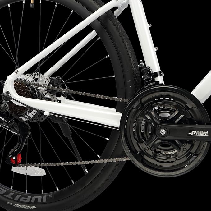 AVASTA Jupiter 700C Road Adult Step-Over Hybrid Cycling Bike Bicycle, Aluminum Frame, 21-Speed, Dual Disc Brakes, Multpile Colors for Men Woman Male Female