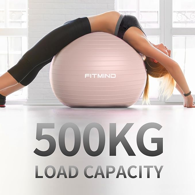 FITMIND_ Extra Thick Exercise Ball Yoga Ball 22in/26in/30in for Workout Pregnancy Stability,Anti-Burst and Slip Resistant Swiss Ball with Pump for Yoga, Pilates, Fitness,Birthing,Physical Therapy