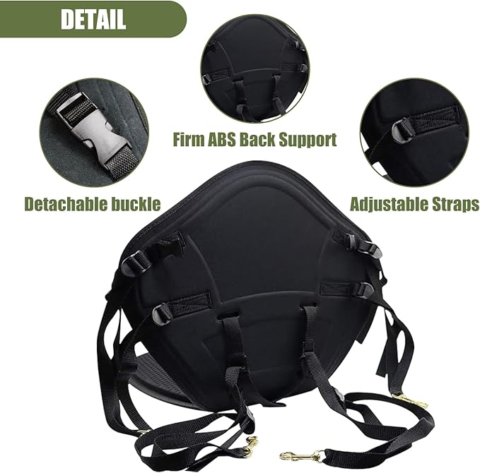 Deluxe Padded Kayak Seats - Premium Shockproof Seats with Back Support for Kayaking, Canoeing, Fishing, Paddle Boarding - Comfort, Versatility and Extra Storage