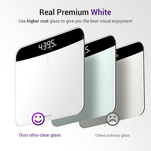Ovutek Scale for Body Weight, Highly Accurate 450lb Digital Bathroom Scales for People, Automatic Weighing Machine for Baby, Pet, Light Items, Large LED, Sturdy and Durable Base, White