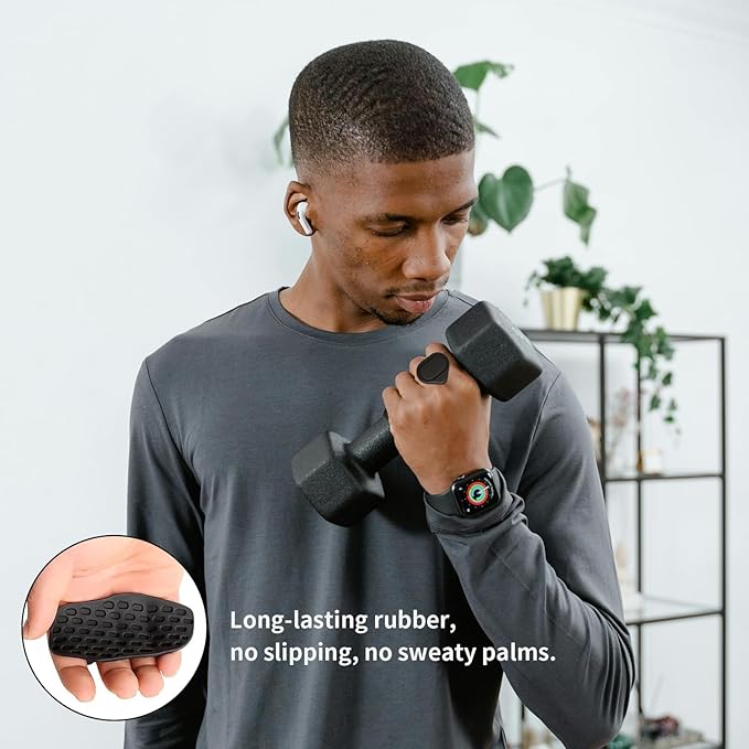 Weight Lifting Grips for Men & Women – 4 Pack Anti-Slip Rubber Gym Grips, Fingerless Workout Gloves for Weightlifting, Pull-Ups, Deadlifts, Dumbbells & Strength Training