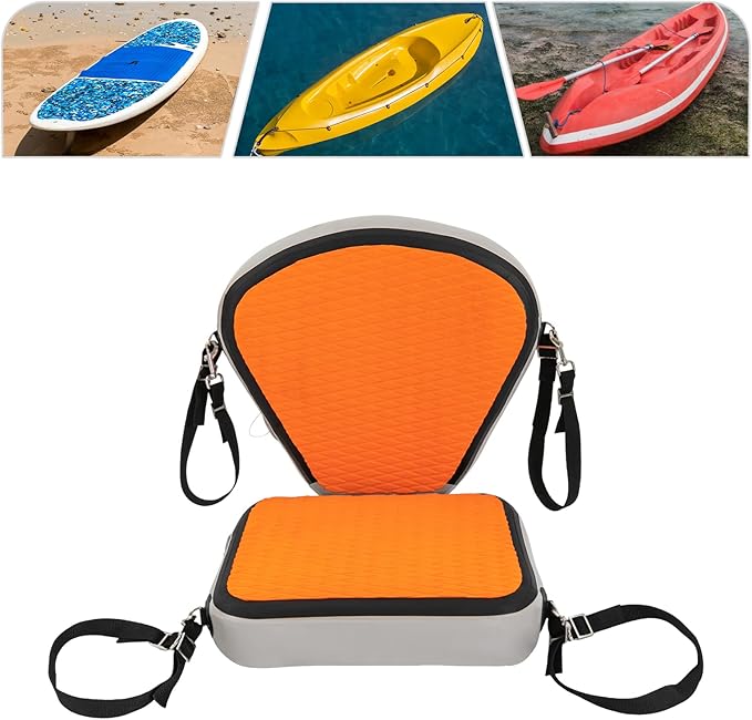 Inflatable Kayak Seat, Kayaks Seats with Back Support,for Kayak,Padded Boat,SUP,Canoe,Fishing Boat,Seats with 4 Adjustable Straps(Orange)