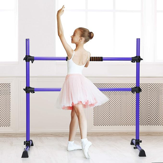 GOFLAME Ballet Barre Portable Double, 4FT Freestanding Ballet Barre Adjustable, Heavy Duty Dancing Stretching Ballet Bar for Home, Dance Barre, Fitness Ballet Bar