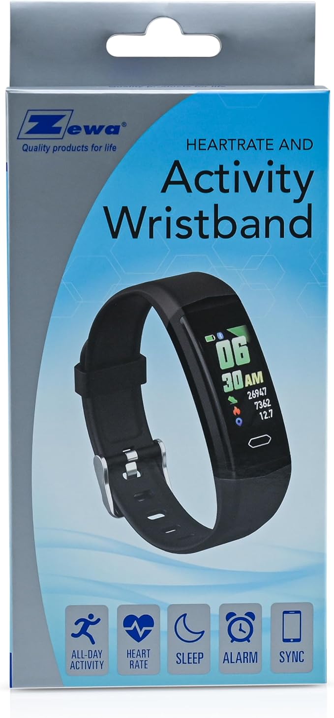 Zewa® Fitness Activity Tracker, Heart Rate Monitor, Free Pro App, Step Counter, Sleep Tracker, Remote Camera Support, Notifications & Alarms, Weather Data Display, Find Phone Feature