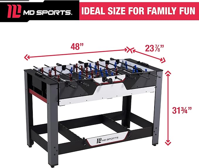 MD Sports Combination Games Multiple Styles Arcade Collection, Billiards, Ping Pong, Hockey, Basketball and Foosball Combination Kit Comes with All The Basics